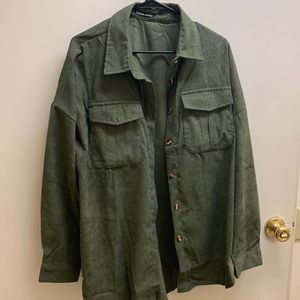 SHEIN military green plaid shirt